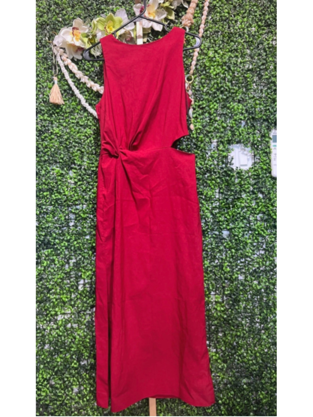 Zara ZW Collection Cutout Midi Dress Burgundy Red size Large - Picture 2 of 9